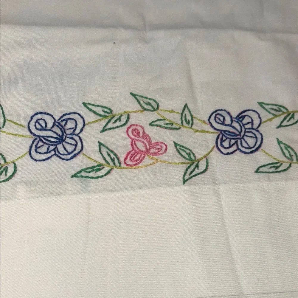 Embroidered pink purple Floral pillowcase